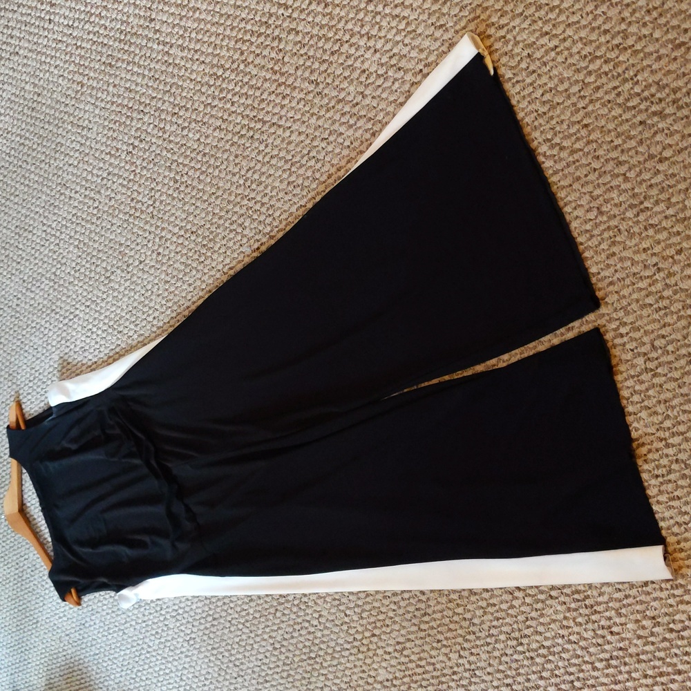 Black Wide-Leg Jumpsuit with White Side Stripe